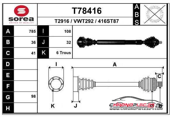 Achat de OCCASION T78416 OCZ Arbre de transmission pas chères