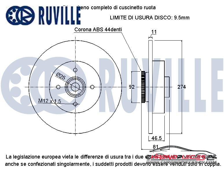 Achat de RUVILLE 221044 Disque de frein pas chères