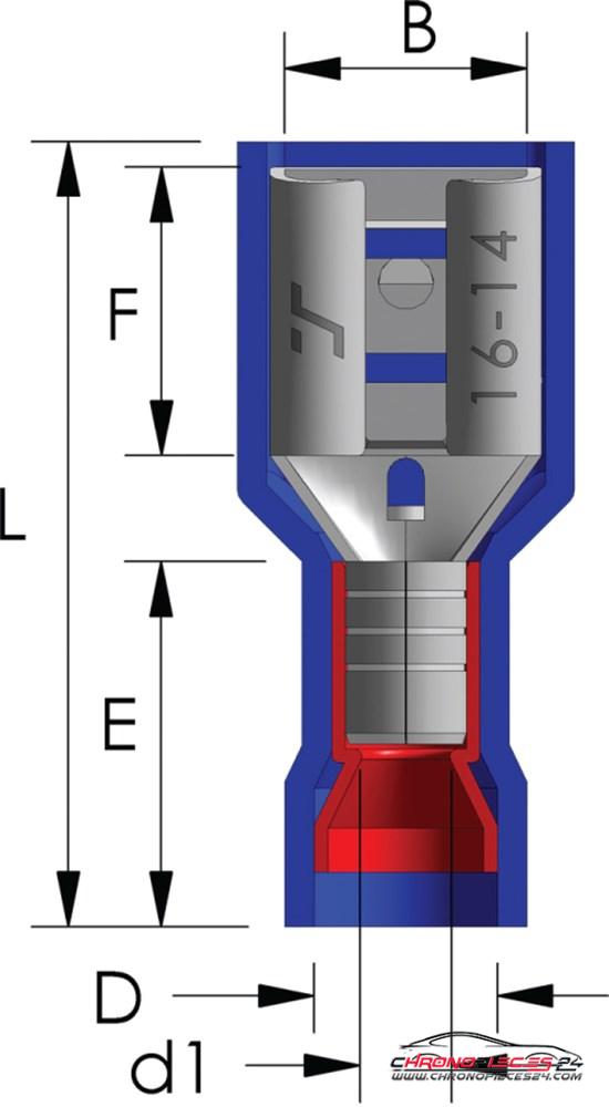 Achat de TIREX D08086/25 Manchon de fiche plate rétractable PVC Easy Entry carré 1,5 ~ 2,5 mm² Onglet=6,3x0,8 mm 25p. pas chères