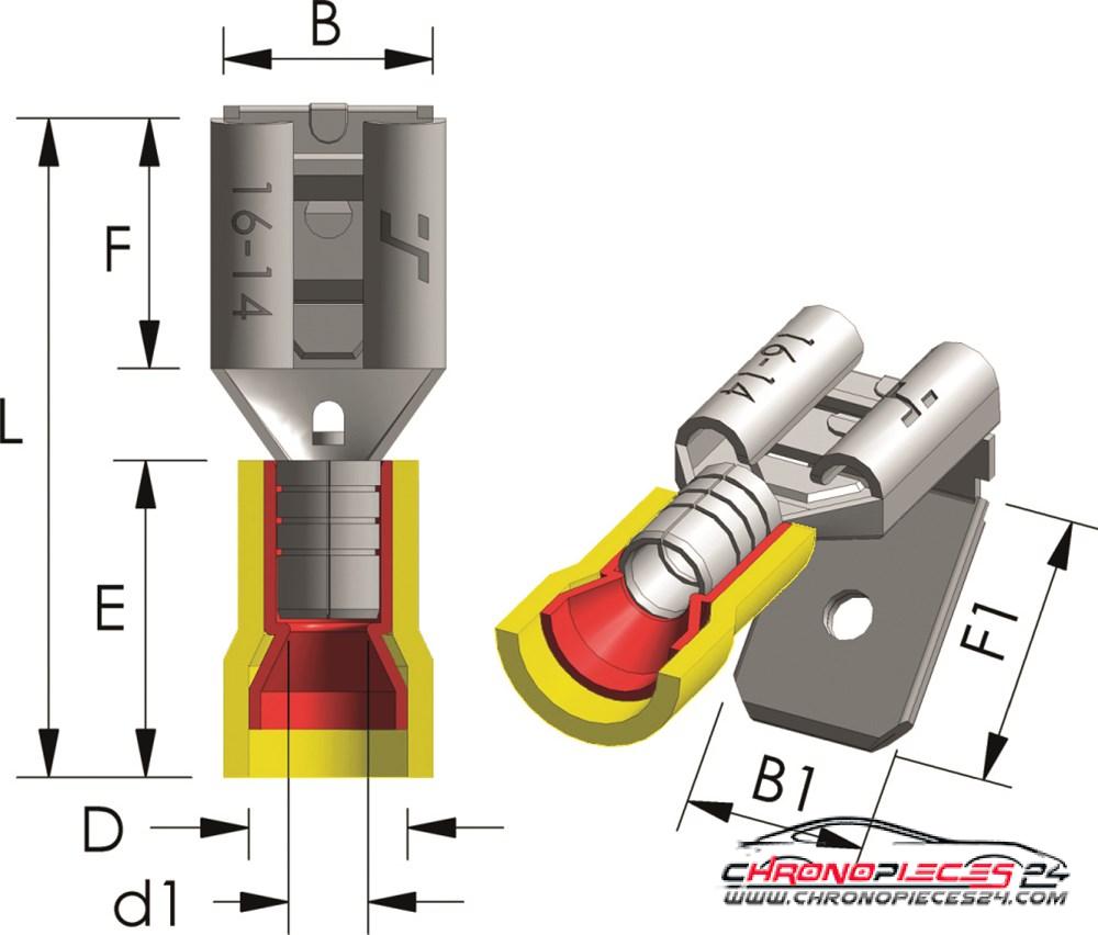 Achat de TIREX D08048/25 Manchon de fiche plate rétractable PVC Piggy Back Easy Entry 4 ~ 6 mm² Onglet=6,3x0,8 mm 25p. pas chères