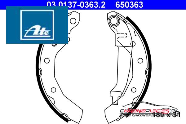 Achat de ATE 03.0137-0363.2 Jeu de mâchoires de frein pas chères
