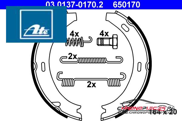 Achat de ATE 03.0137-0170.2 Jeu de mâchoires de frein, frein de stationnement pas chères