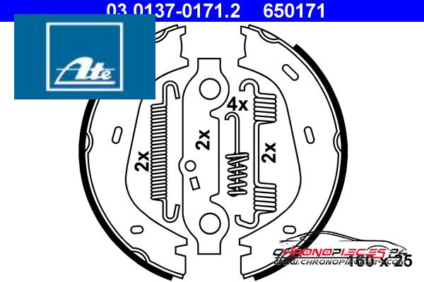 Achat de ATE 03.0137-0171.2 Jeu de mâchoires de frein, frein de stationnement pas chères