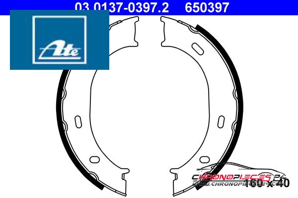 Achat de ATE 03.0137-0397.2 Jeu de mâchoires de frein, frein de stationnement pas chères