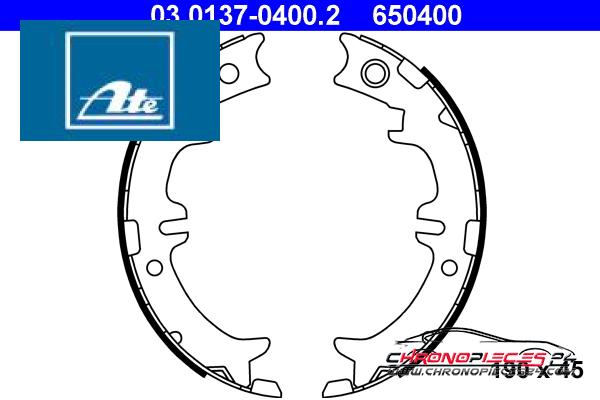 Achat de ATE 03.0137-0400.2 Jeu de mâchoires de frein, frein de stationnement pas chères