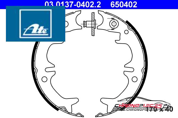 Achat de ATE 03.0137-0402.2 Jeu de mâchoires de frein, frein de stationnement pas chères