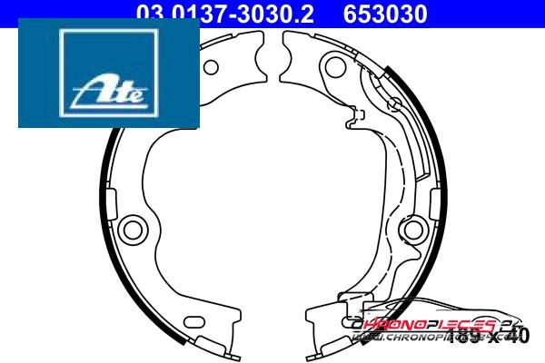 Achat de ATE 03.0137-3030.2 Jeu de mâchoires de frein, frein de stationnement pas chères