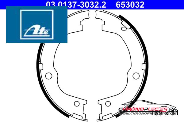 Achat de ATE 03.0137-3032.2 Jeu de mâchoires de frein, frein de stationnement pas chères