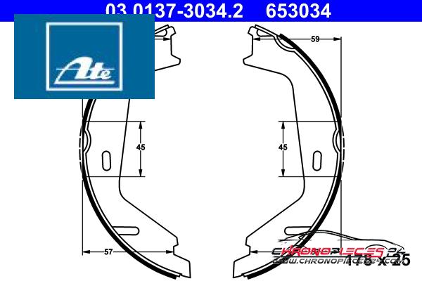 Achat de ATE 03.0137-3034.2 Jeu de mâchoires de frein, frein de stationnement pas chères