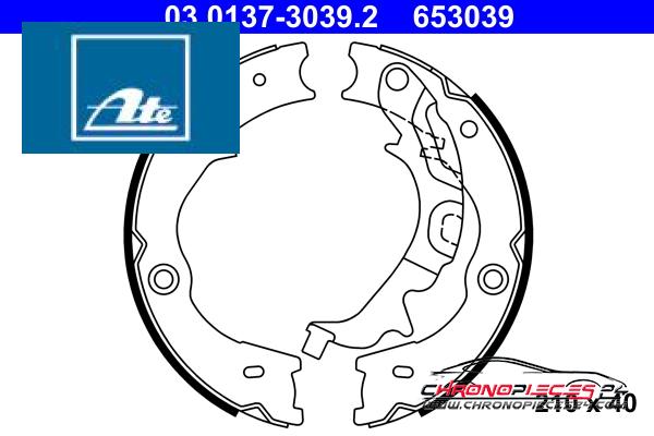 Achat de ATE 03.0137-3039.2 Jeu de mâchoires de frein, frein de stationnement pas chères