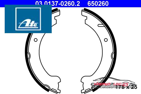 Achat de ATE 03.0137-0260.2 Jeu de mâchoires de frein, frein de stationnement pas chères