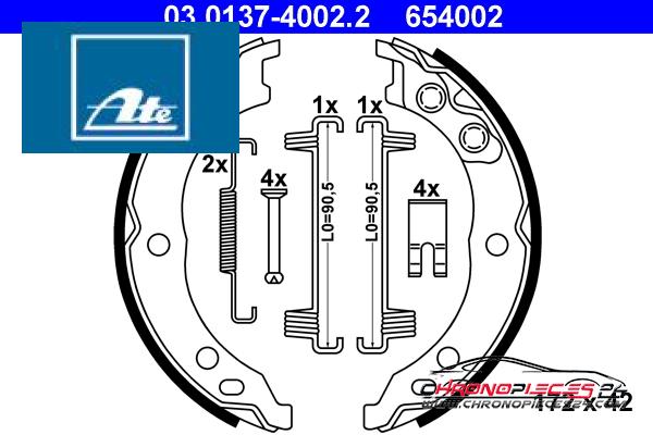 Achat de ATE 03.0137-4002.2 Jeu de mâchoires de frein, frein de stationnement pas chères