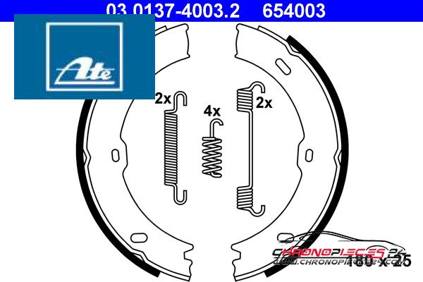 Achat de ATE 03.0137-4003.2 Jeu de mâchoires de frein, frein de stationnement pas chères