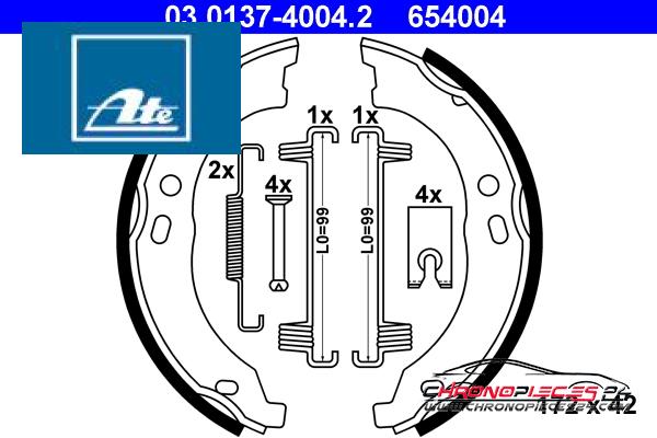 Achat de ATE 03.0137-4004.2 Jeu de mâchoires de frein, frein de stationnement pas chères