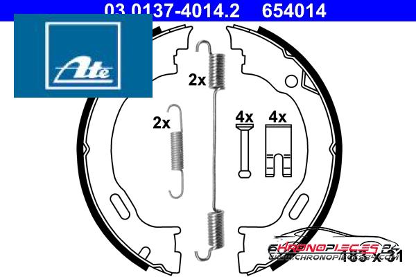 Achat de ATE 03.0137-4014.2 Jeu de mâchoires de frein, frein de stationnement pas chères