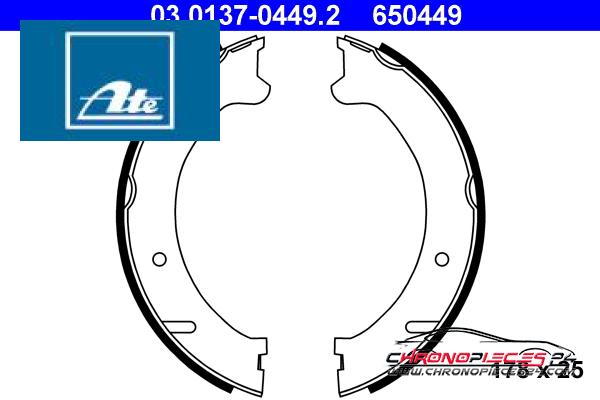 Achat de ATE 03.0137-0449.2 Jeu de mâchoires de frein, frein de stationnement pas chères