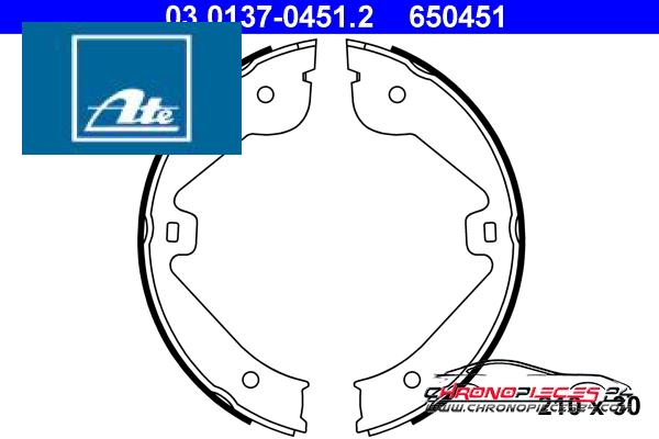 Achat de ATE 03.0137-0451.2 Jeu de mâchoires de frein, frein de stationnement pas chères