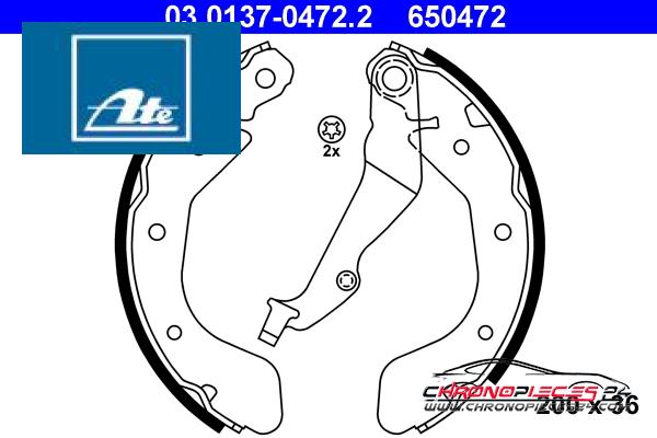 Achat de ATE 03.0137-0472.2 Jeu de mâchoires de frein pas chères