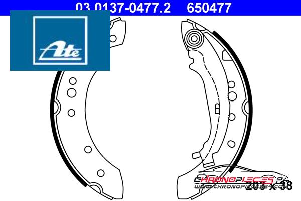 Achat de ATE 03.0137-0477.2 Jeu de mâchoires de frein pas chères