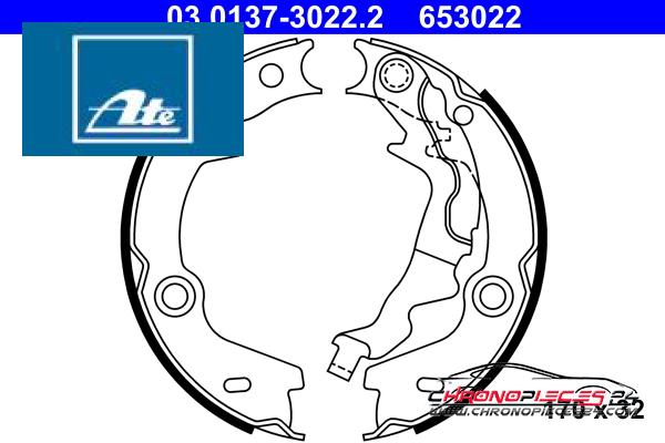 Achat de ATE 03.0137-3022.2 Jeu de mâchoires de frein, frein de stationnement pas chères