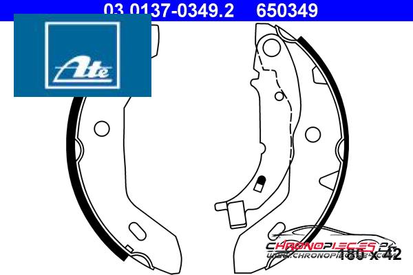 Achat de ATE 03.0137-0349.2 Jeu de mâchoires de frein pas chères