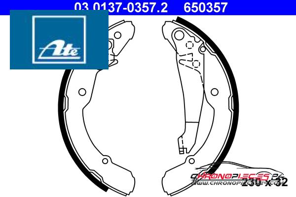 Achat de ATE 03.0137-0357.2 Jeu de mâchoires de frein pas chères