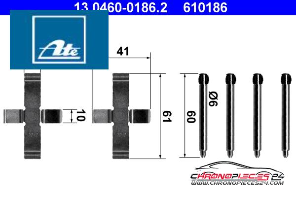 Achat de ATE 13.0460-0186.2 Kit d'accessoires, plaquette de frein à disque pas chères