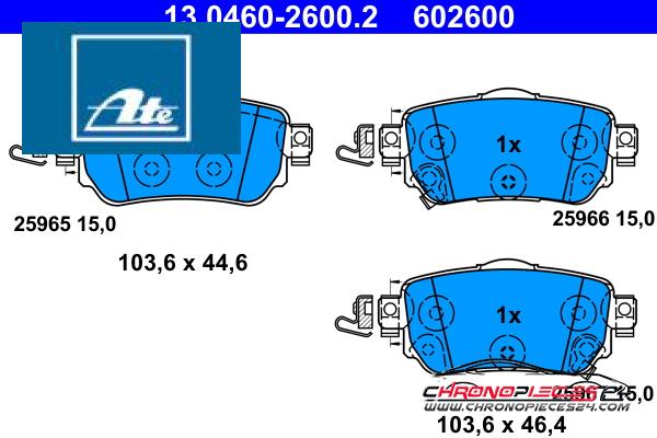 Achat de ATE 13.0460-2600.2 Kit de plaquettes de frein, frein à disque pas chères