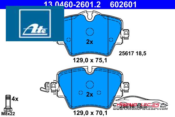 Achat de ATE 13.0460-2601.2 Kit de plaquettes de frein, frein à disque pas chères