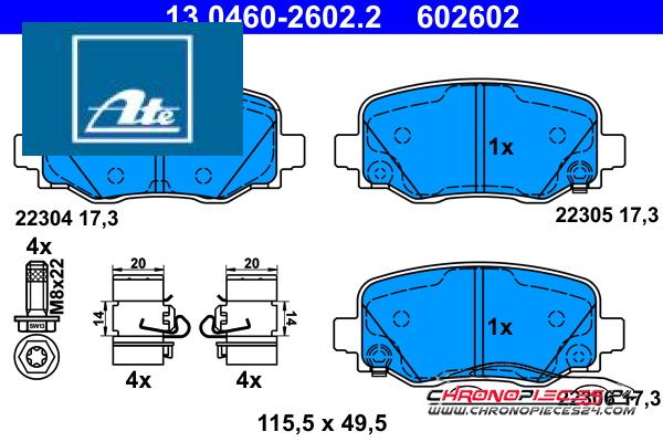 Achat de ATE 13.0460-2602.2 Kit de plaquettes de frein, frein à disque pas chères