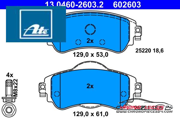 Achat de ATE 13.0460-2603.2 Kit de plaquettes de frein, frein à disque pas chères