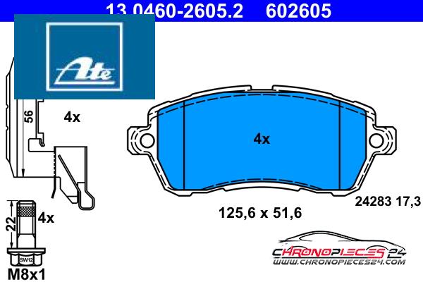 Achat de ATE 13.0460-2605.2 Kit de plaquettes de frein, frein à disque pas chères