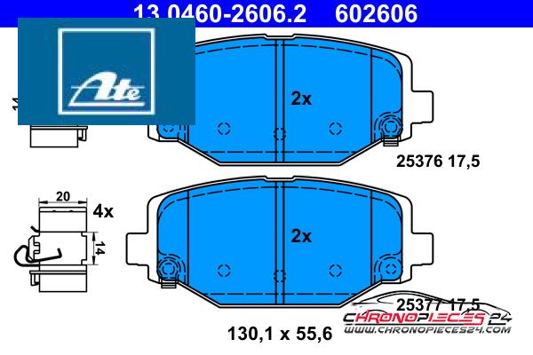 Achat de ATE 13.0460-2606.2 Kit de plaquettes de frein, frein à disque pas chères