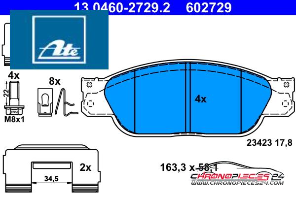 Achat de ATE 13.0460-2729.2 Kit de plaquettes de frein, frein à disque pas chères