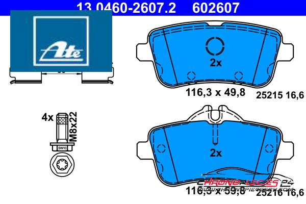 Achat de ATE 13.0460-2607.2 Kit de plaquettes de frein, frein à disque pas chères