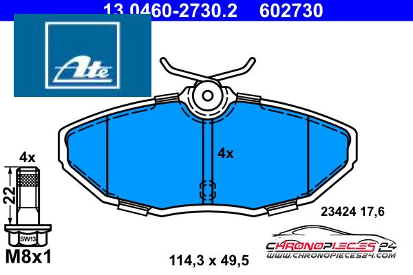 Achat de ATE 13.0460-2730.2 Kit de plaquettes de frein, frein à disque pas chères