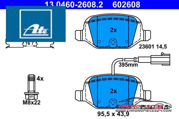 Achat de ATE 13.0460-2608.2 Kit de plaquettes de frein, frein à disque pas chères