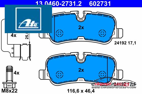 Achat de ATE 13.0460-2731.2 Kit de plaquettes de frein, frein à disque pas chères