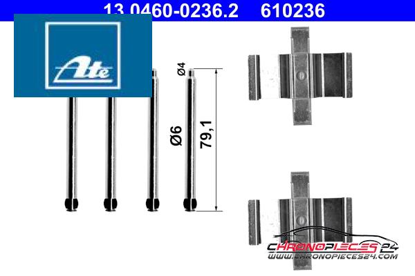 Achat de ATE 13.0460-0236.2 Kit d'accessoires, plaquette de frein à disque pas chères