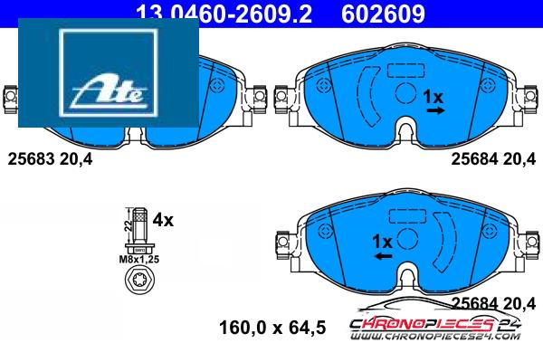 Achat de ATE 13.0460-2609.2 Kit de plaquettes de frein, frein à disque pas chères