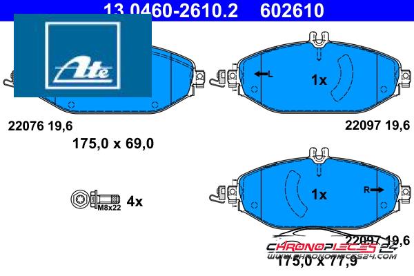 Achat de ATE 13.0460-2610.2 Kit de plaquettes de frein, frein à disque pas chères