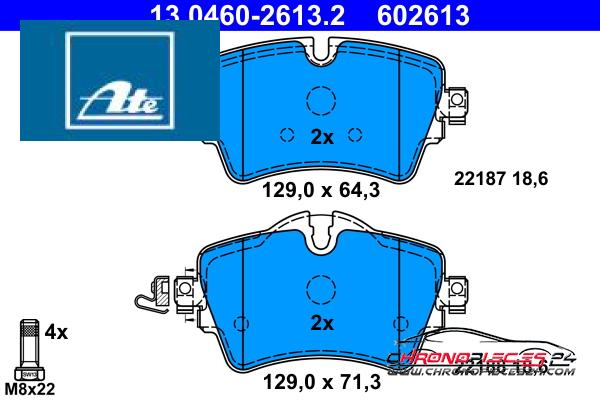 Achat de ATE 13.0460-2613.2 Kit de plaquettes de frein, frein à disque pas chères