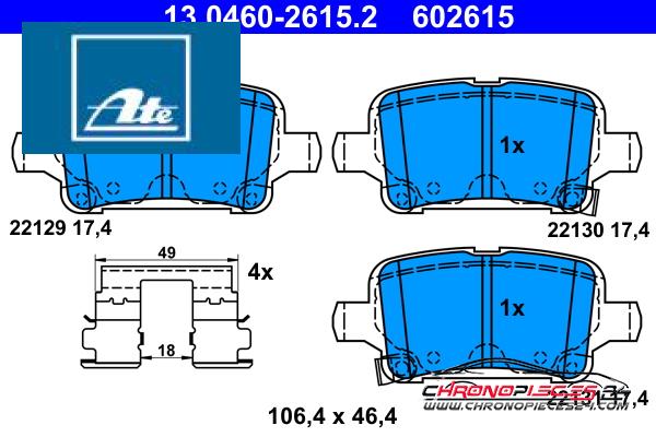 Achat de ATE 13.0460-2615.2 Kit de plaquettes de frein, frein à disque pas chères