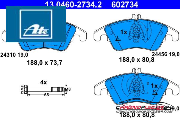 Achat de ATE 13.0460-2734.2 Kit de plaquettes de frein, frein à disque pas chères