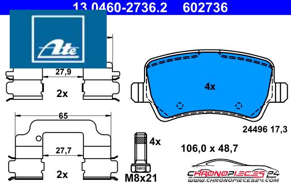 Achat de ATE 13.0460-2736.2 Kit de plaquettes de frein, frein à disque pas chères