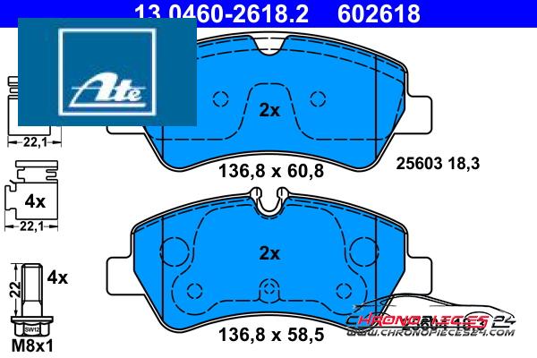 Achat de ATE 13.0460-2618.2 Kit de plaquettes de frein, frein à disque pas chères