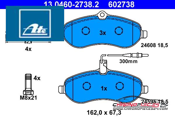 Achat de ATE 13.0460-2738.2 Kit de plaquettes de frein, frein à disque pas chères