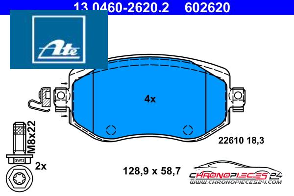 Achat de ATE 13.0460-2620.2 Kit de plaquettes de frein, frein à disque pas chères