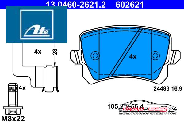 Achat de ATE 13.0460-2621.2 Kit de plaquettes de frein, frein à disque pas chères