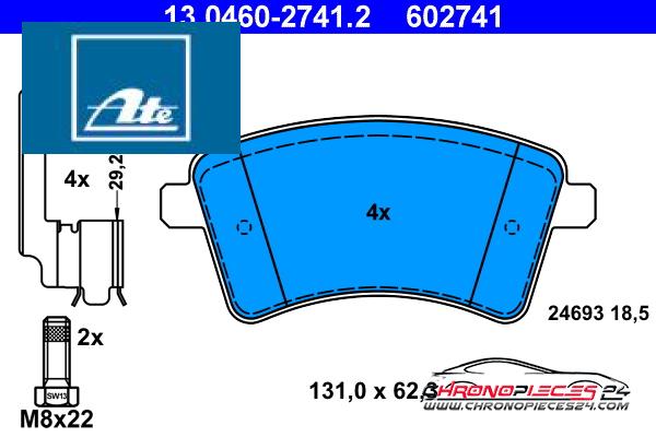 Achat de ATE 13.0460-2741.2 Kit de plaquettes de frein, frein à disque pas chères